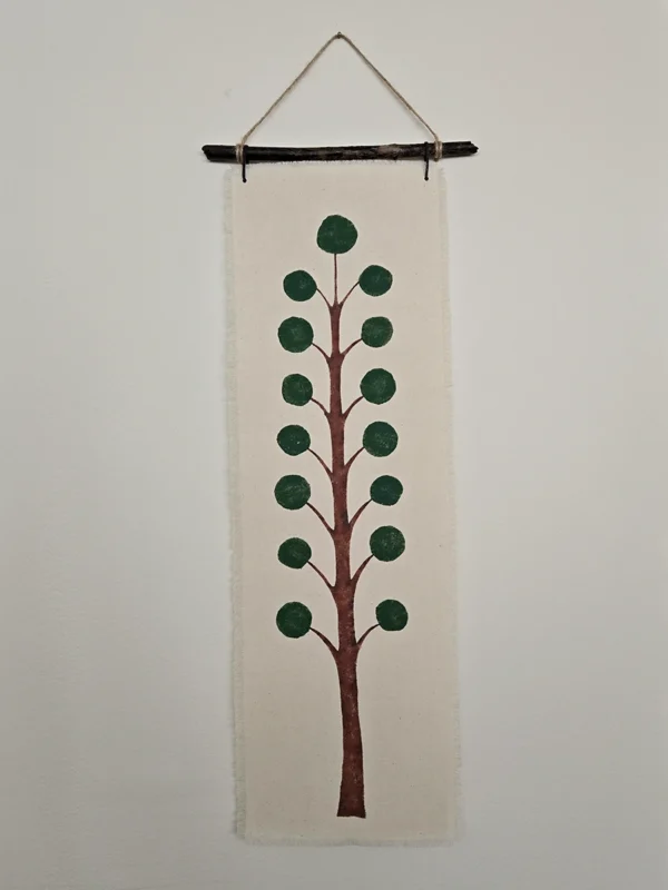 Green Pulse Fabric Art Wall Hanging