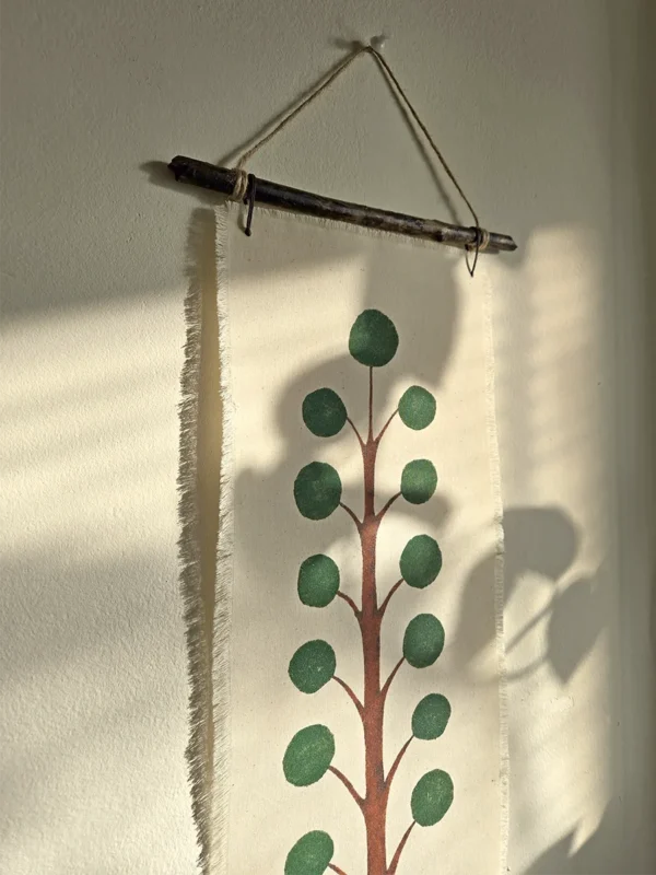 Green Pulse Fabric Art Wall Hanging