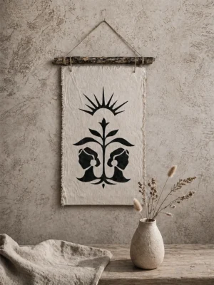 Gemini Fabric Art Wall Hanging