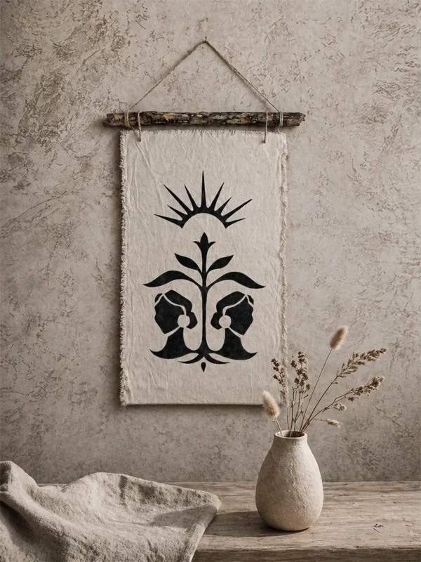Gemini Fabric Art Wall Hanging
