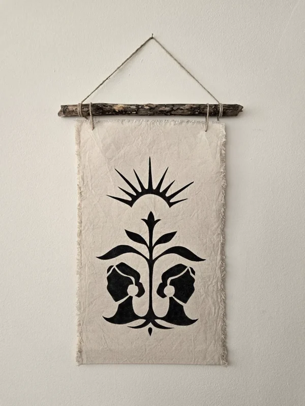 “Gemini Echo” Fabric Art Wall Hanging